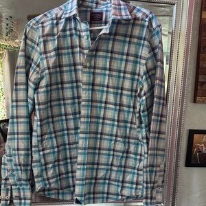 UNTUCKit Blue and White Plaid Shirt